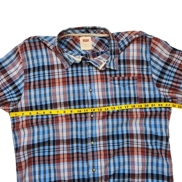 Levi's men's short sleeve button down red and blue plaid shirt XXL - Picture 4 of 8